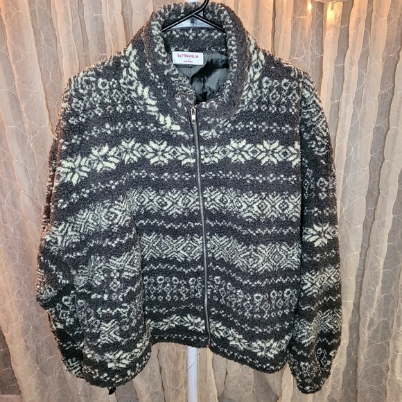 Butter Melon Sherpa Full Lined Black & Gray Women's Teddy Bomber Jacket Boutique - Picture 4 of 10